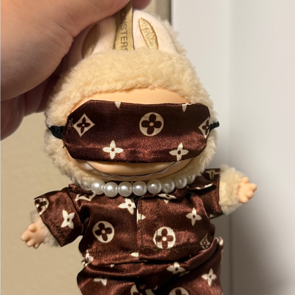 Lulu labubu brown pajamas outfit
